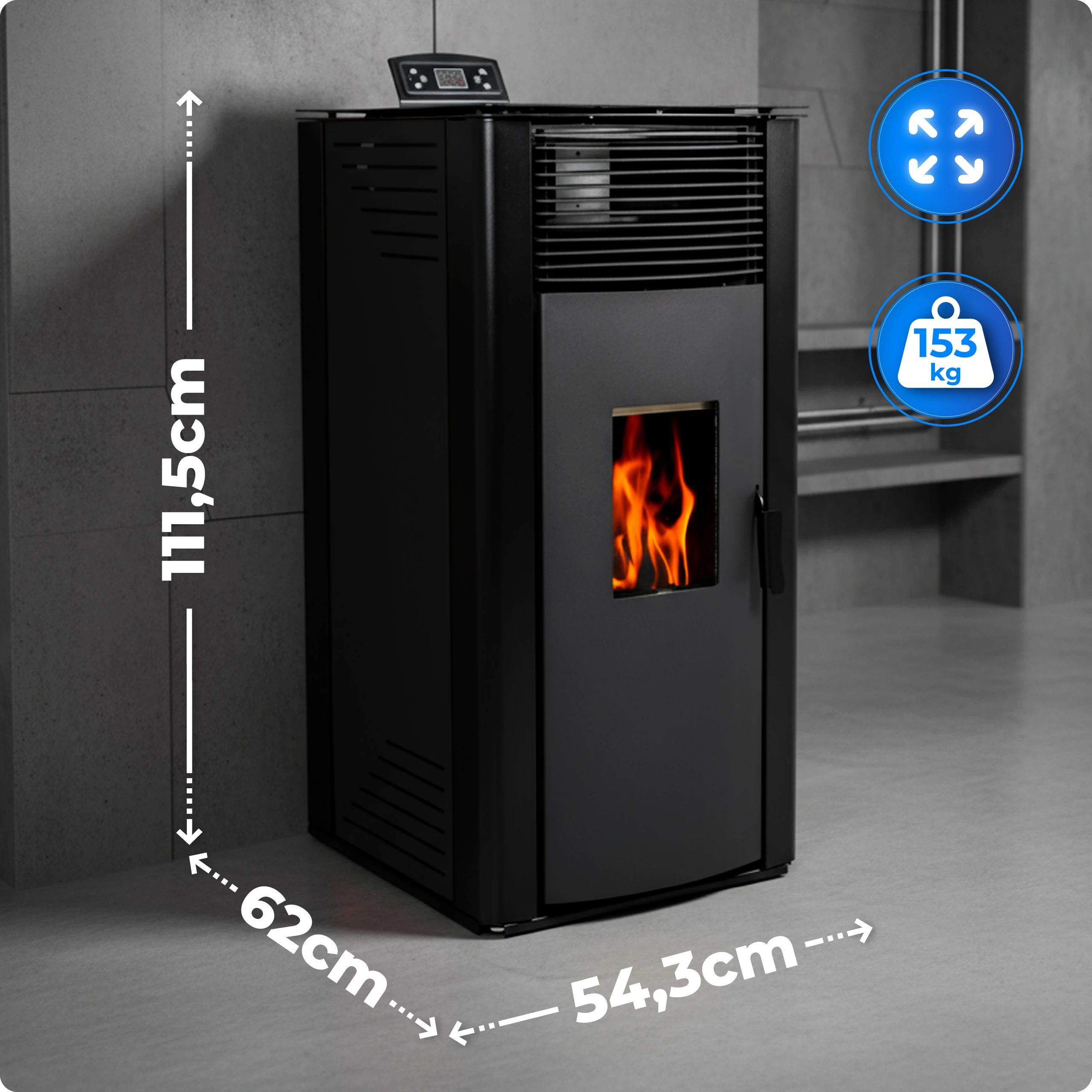 Špecifikácia kotla na pelety THUNDER GAREN-BLACK 12 kW