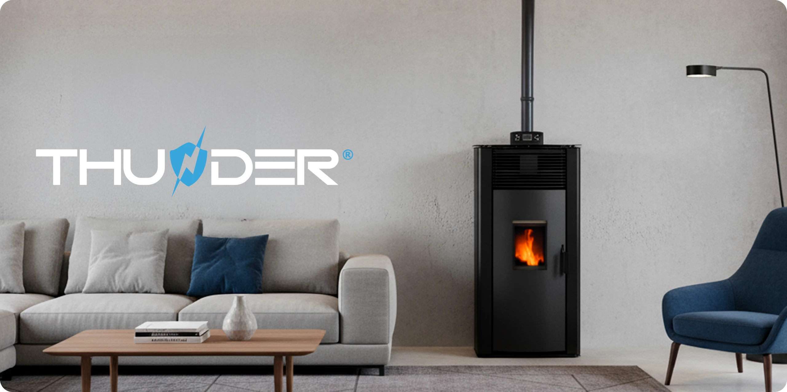 Voľne stojaci kotol na pelety 12 kW – THUNDER ARIA-BLACK