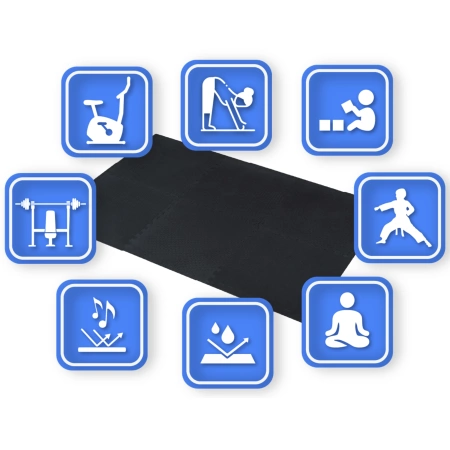 Penové puzzle na cvičenie THUNDER čierne 60x60cm