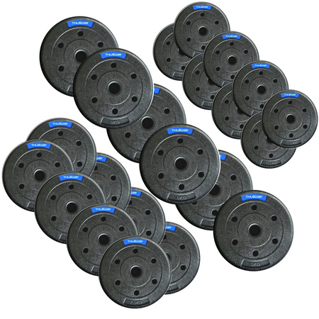 Sada bitúmenových závaží značky THUNDER 6x5 kg + 8x2,5 kg + 8x1,25 kg