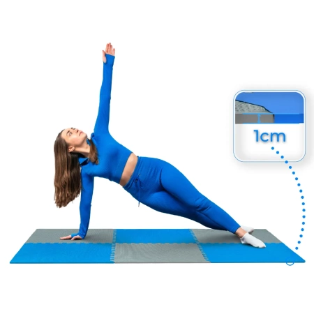 Penové puzzle na cvičenie THUNDER modro-šedá 60x60x1cm