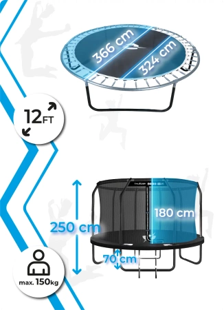 THUNDER INSIDE ELITE 12FT trampolína (366 cm) ČIERNA
