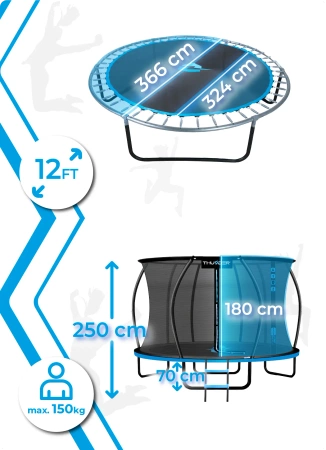 Trampolína THUNDER INSIDE ULTRA 12FT (366 cm) BLUE